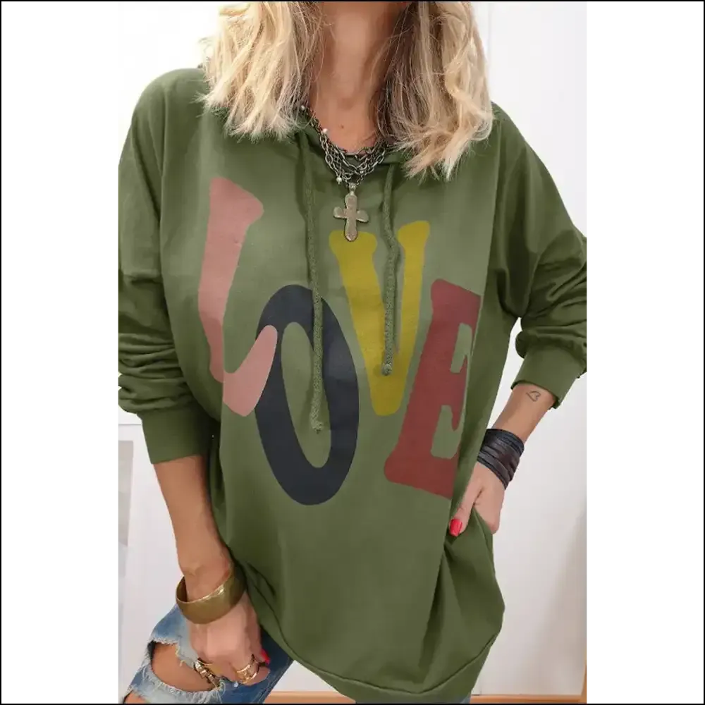 LOVE Dropped Shoulder Hoodie - Embrace Your Style
