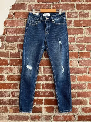 Lovervet Dark Destressed Mid Rise Skinny Jean