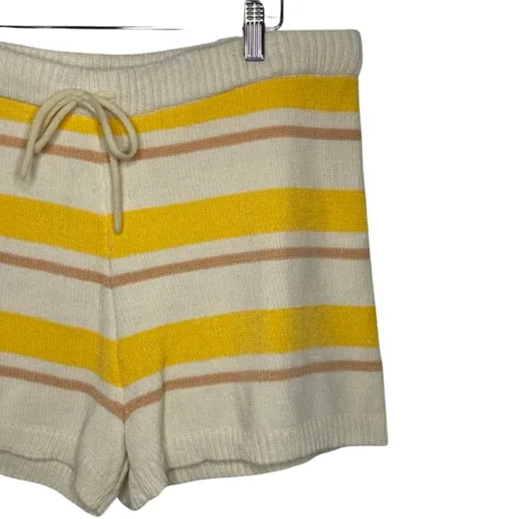 L*SPACE | NWT Sun Seeker Yellow Tie Waist Chenille Lounge Shorts | Size XL