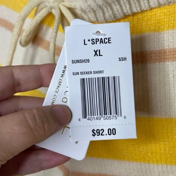 L*SPACE | NWT Sun Seeker Yellow Tie Waist Chenille Lounge Shorts | Size XL