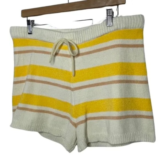 L*SPACE | NWT Sun Seeker Yellow Tie Waist Chenille Lounge Shorts | Size XL