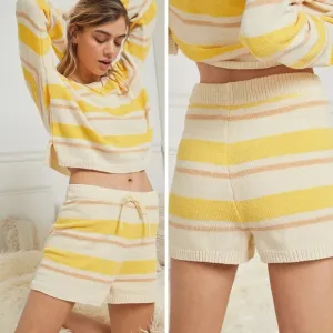 L*SPACE | NWT Sun Seeker Yellow Tie Waist Chenille Lounge Shorts | Size XL