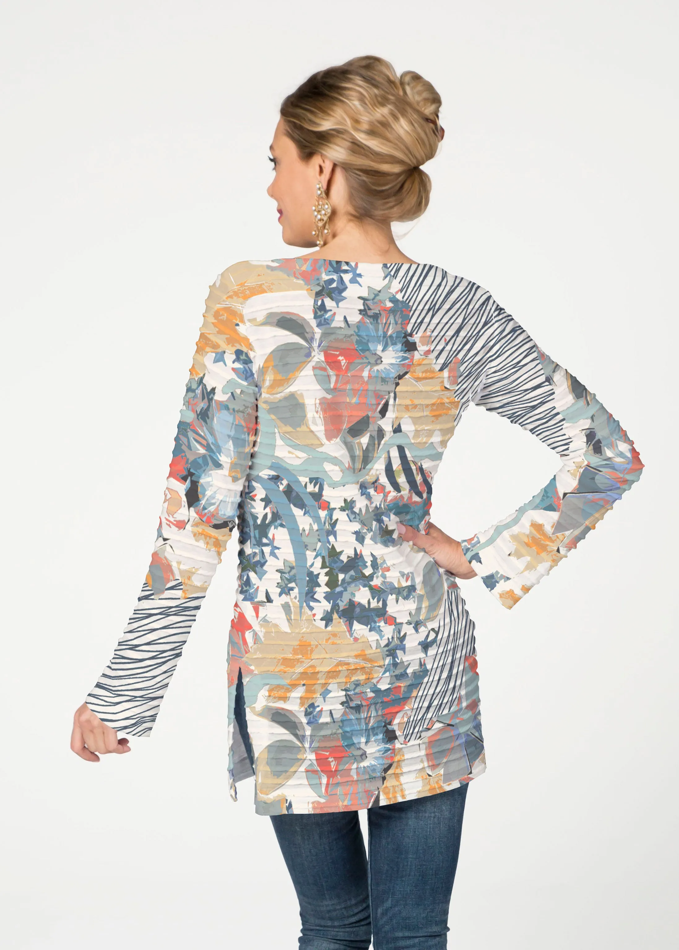 Maddy Sketch (8065) ~ Banded Boatneck Tunic