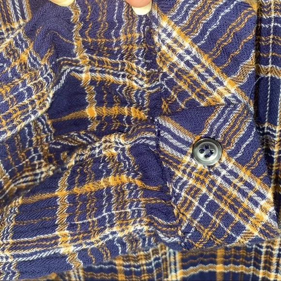 Madewell Plaid Ruffled Sleeve V-Neck Button Down Shirt Dress