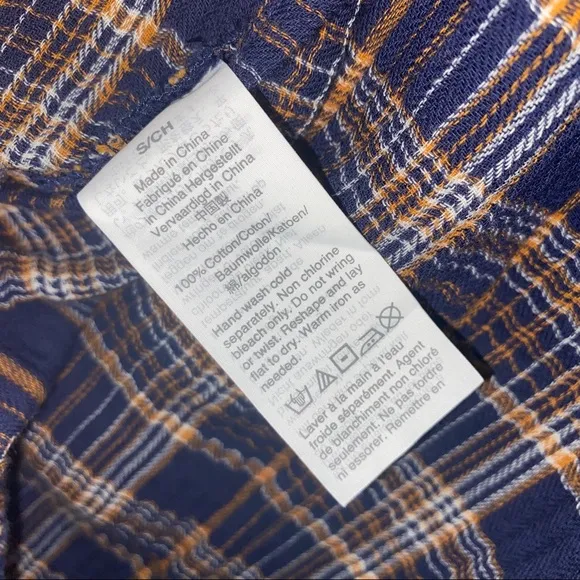 Madewell Plaid Ruffled Sleeve V-Neck Button Down Shirt Dress