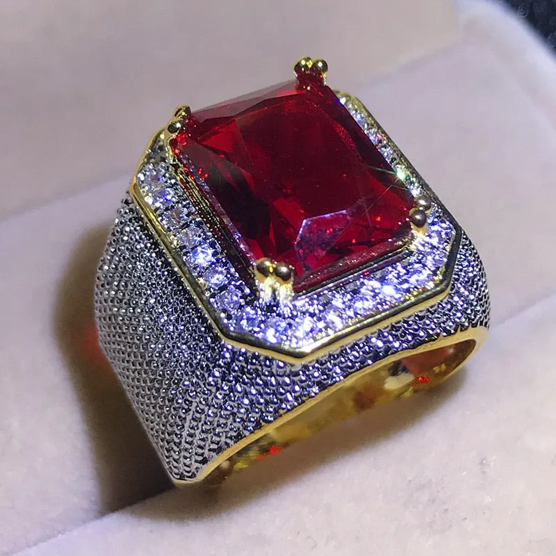 Magnifique bague Bijoux Or Jaune et pierre zircon / bague homme femme luxueuse