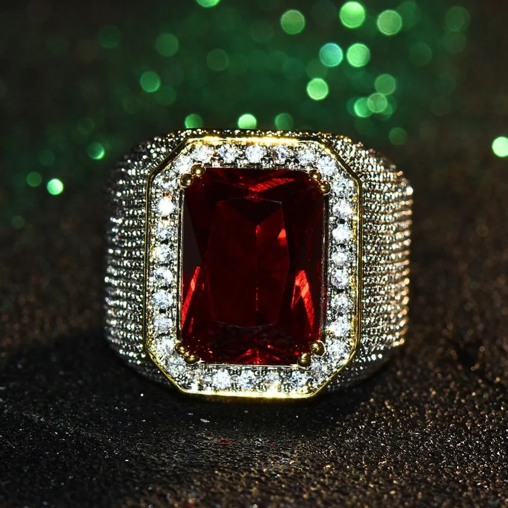 Magnifique bague Bijoux Or Jaune et pierre zircon / bague homme femme luxueuse