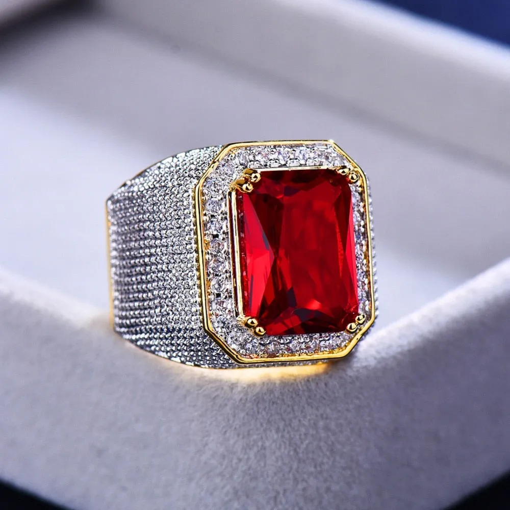 Magnifique bague Bijoux Or Jaune et pierre zircon / bague homme femme luxueuse