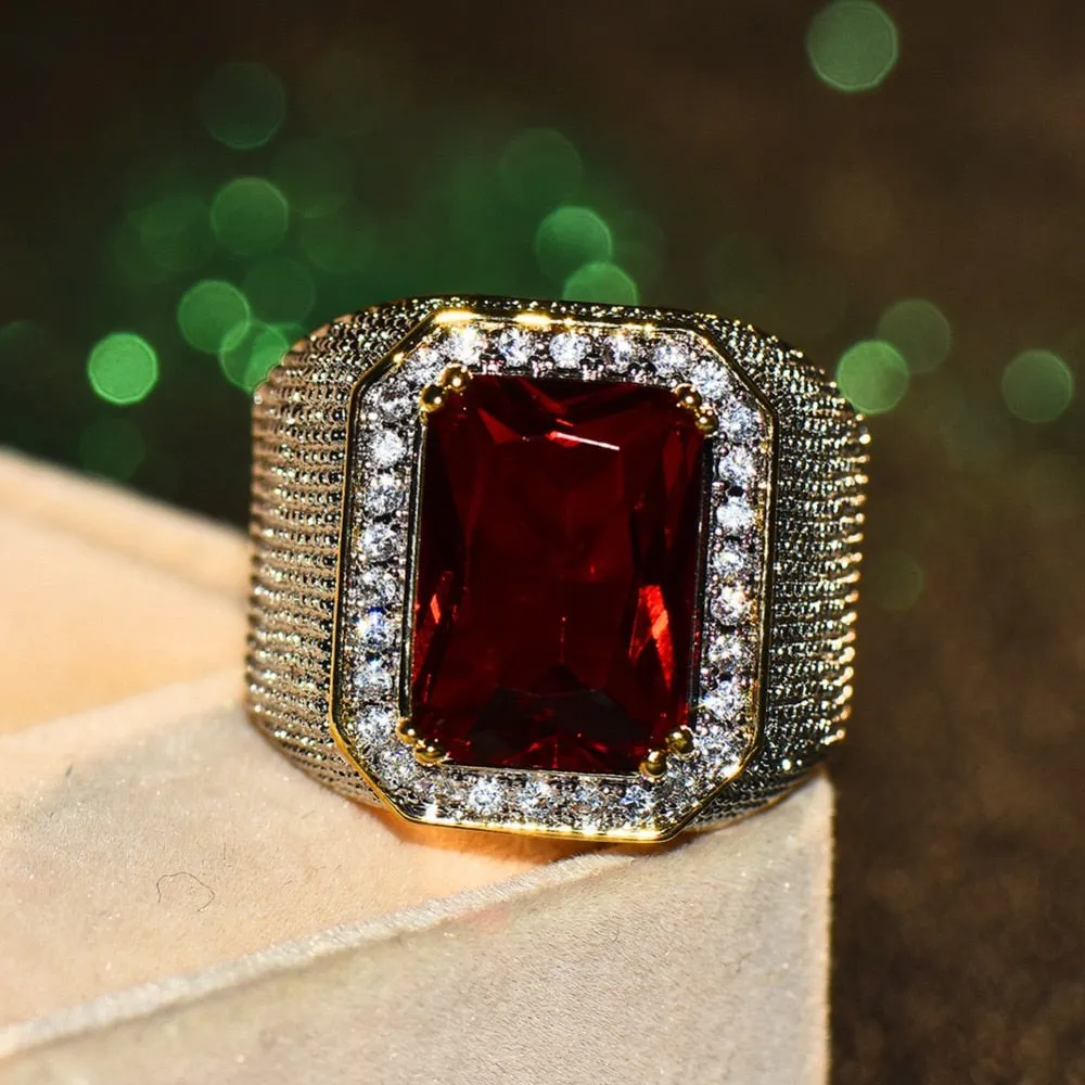 Magnifique bague Bijoux Or Jaune et pierre zircon / bague homme femme luxueuse