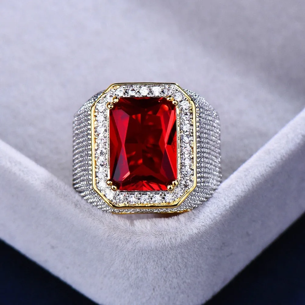 Magnifique bague Bijoux Or Jaune et pierre zircon / bague homme femme luxueuse