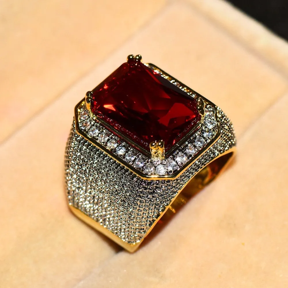 Magnifique bague Bijoux Or Jaune et pierre zircon / bague homme femme luxueuse