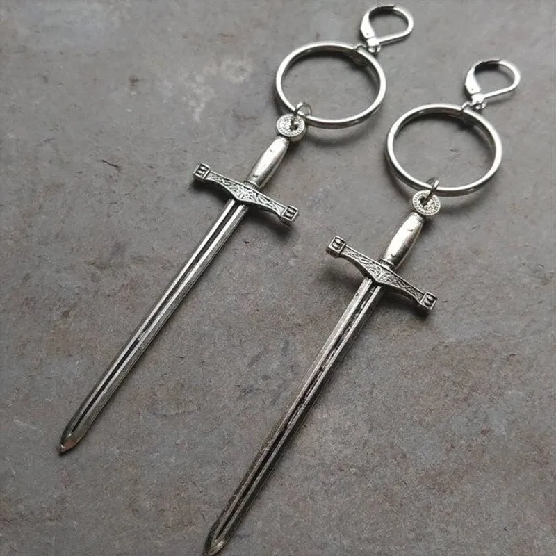 Medieval Worship Sword Earrings Witch or Pagan Alternative Goth  Silver Plated Classic Women Fashion Gift Jewelry