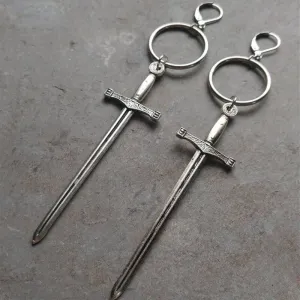 Medieval Worship Sword Earrings Witch or Pagan Alternative Goth  Silver Plated Classic Women Fashion Gift Jewelry