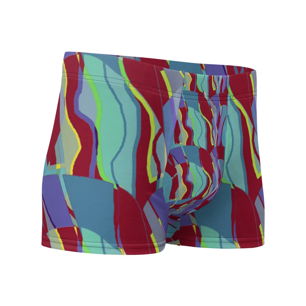 Mens Boxer Briefs | Burgundy Pattern | Retro Distorted Victorian Style
