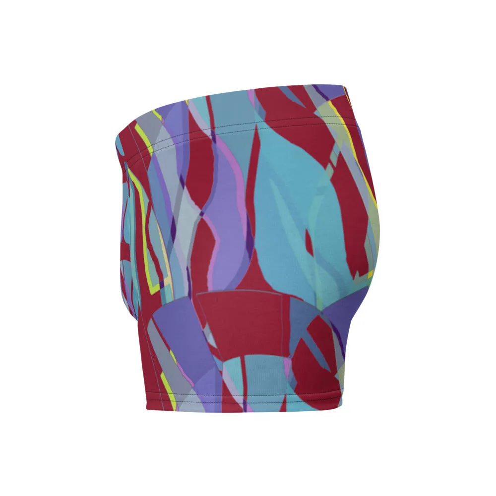 Mens Boxer Briefs | Burgundy Pattern | Retro Distorted Victorian Style