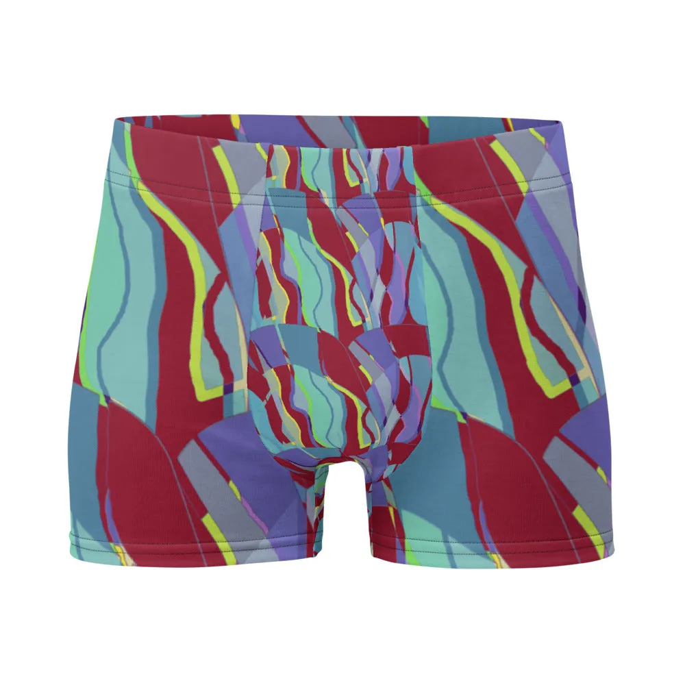 Mens Boxer Briefs | Burgundy Pattern | Retro Distorted Victorian Style