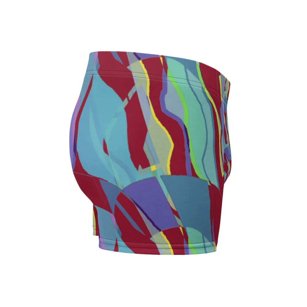Mens Boxer Briefs | Burgundy Pattern | Retro Distorted Victorian Style