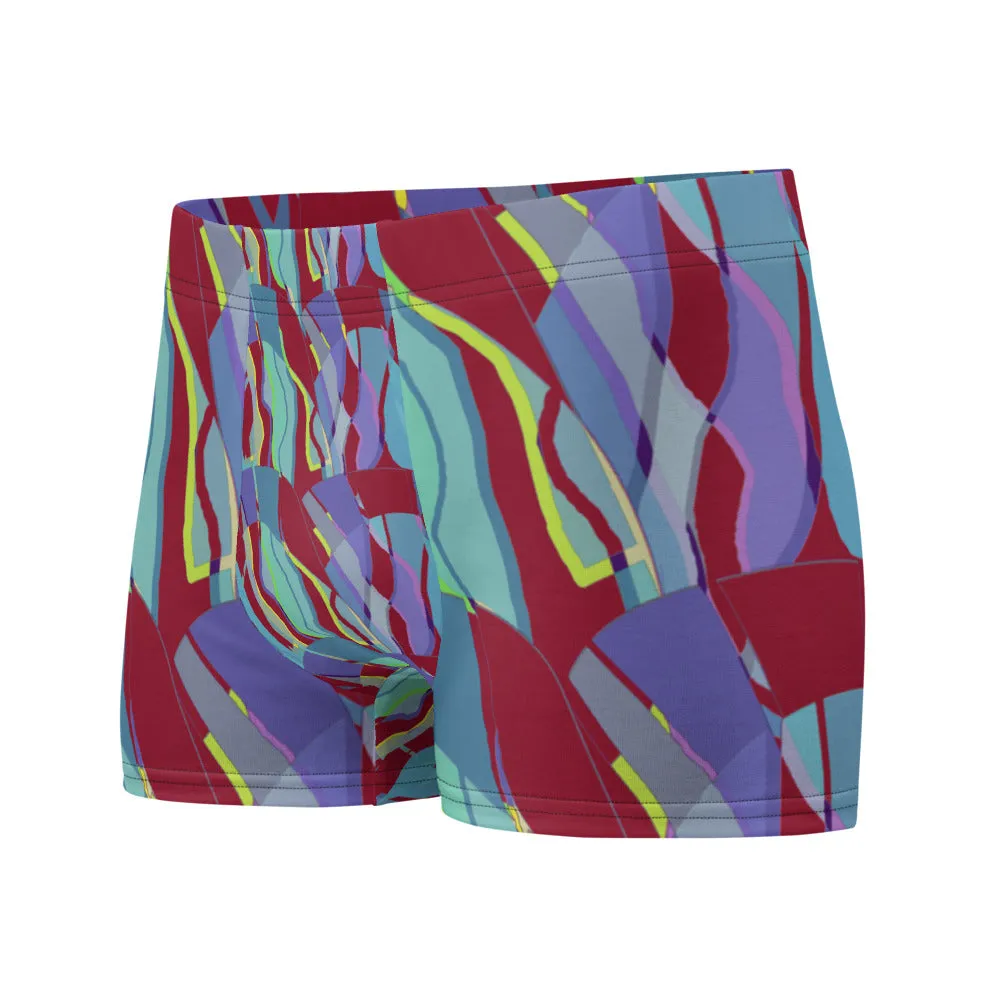 Mens Boxer Briefs | Burgundy Pattern | Retro Distorted Victorian Style