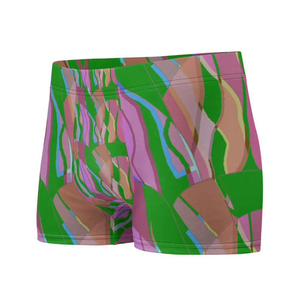 Mens Boxer Briefs | Green Pattern | Retro Distorted Victorian Style