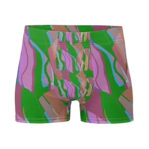 Mens Boxer Briefs | Green Pattern | Retro Distorted Victorian Style