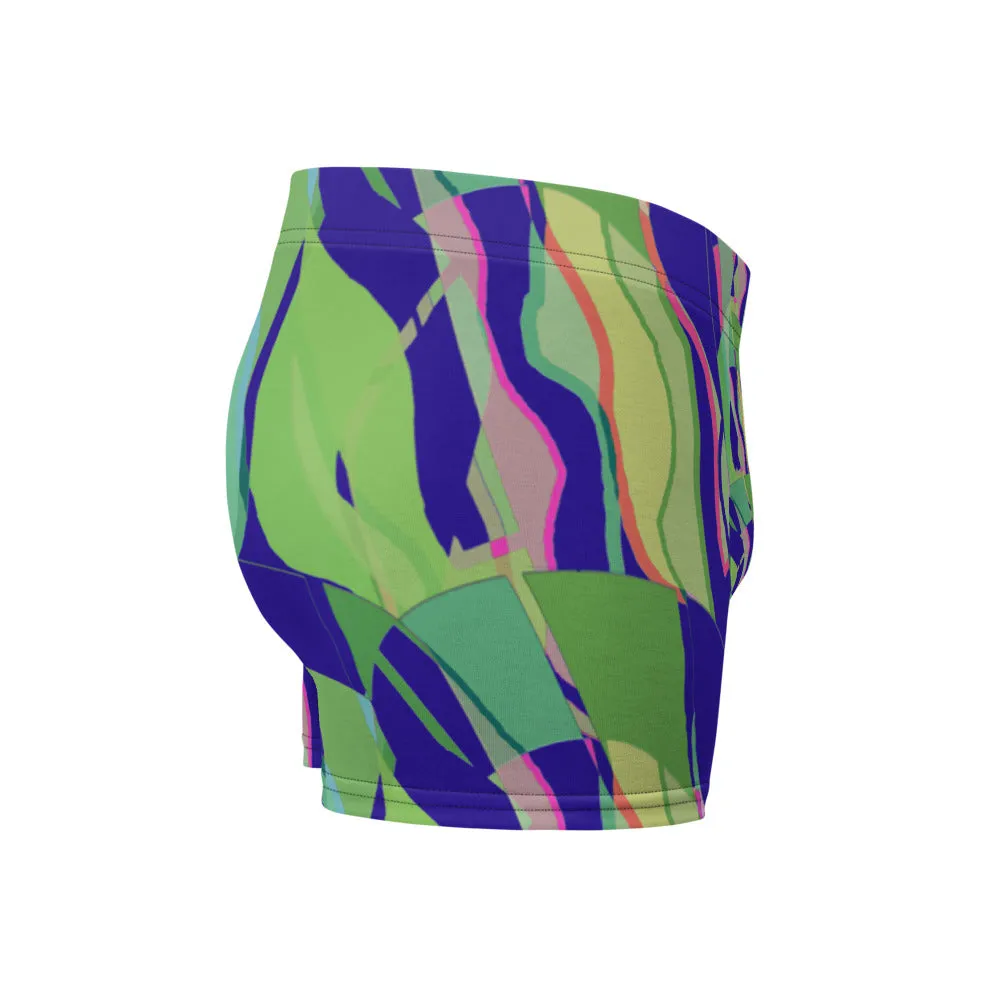 Mens Boxer Briefs | Navy Green Pattern | Retro Distorted Victorian Style