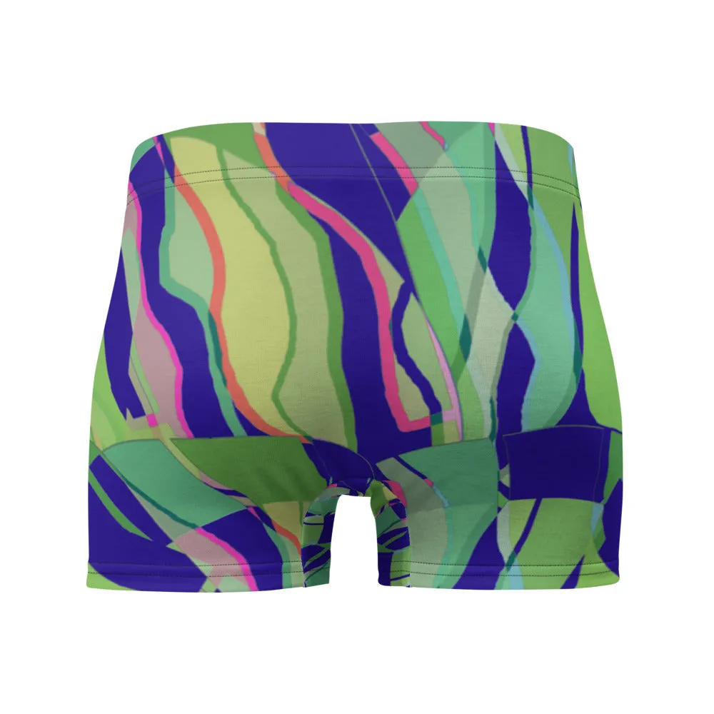Mens Boxer Briefs | Navy Green Pattern | Retro Distorted Victorian Style
