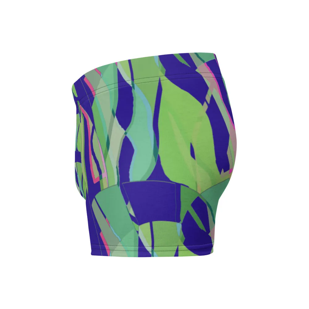 Mens Boxer Briefs | Navy Green Pattern | Retro Distorted Victorian Style