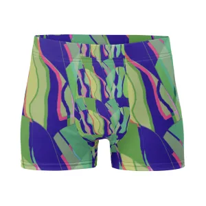 Mens Boxer Briefs | Navy Green Pattern | Retro Distorted Victorian Style