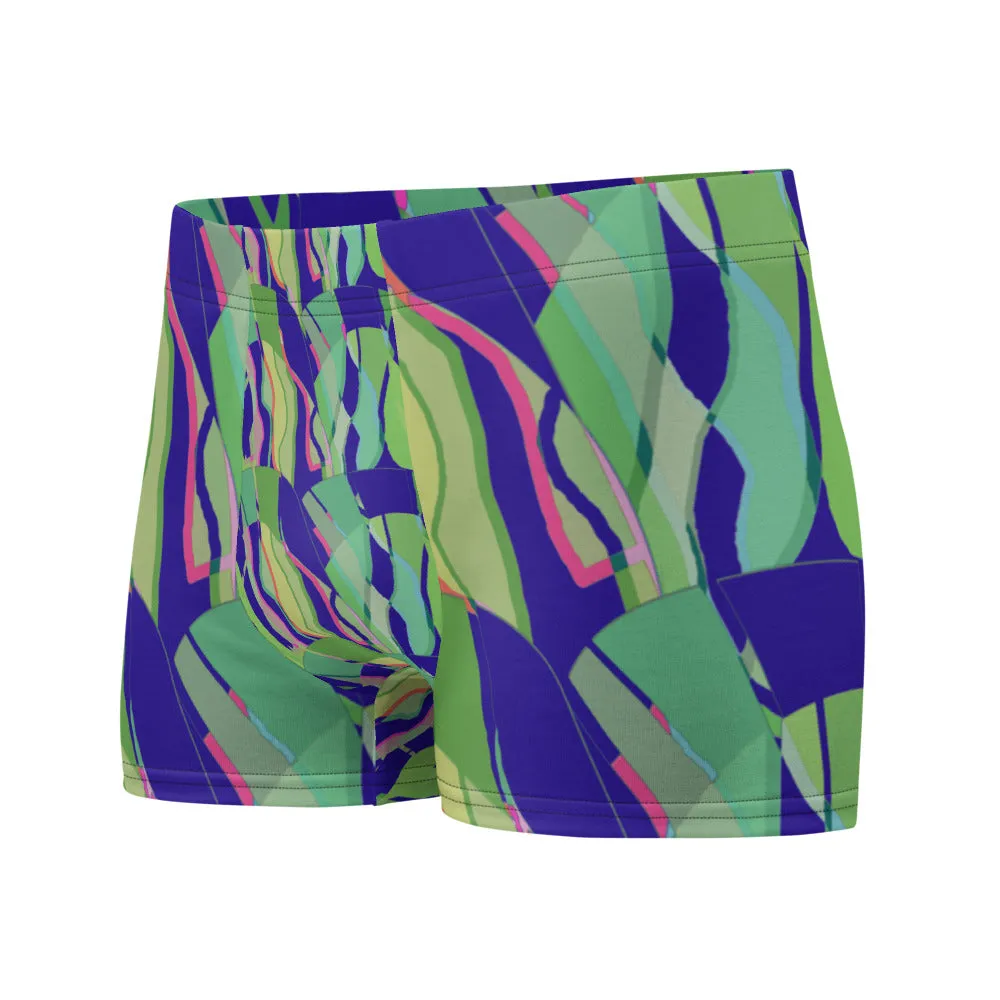 Mens Boxer Briefs | Navy Green Pattern | Retro Distorted Victorian Style