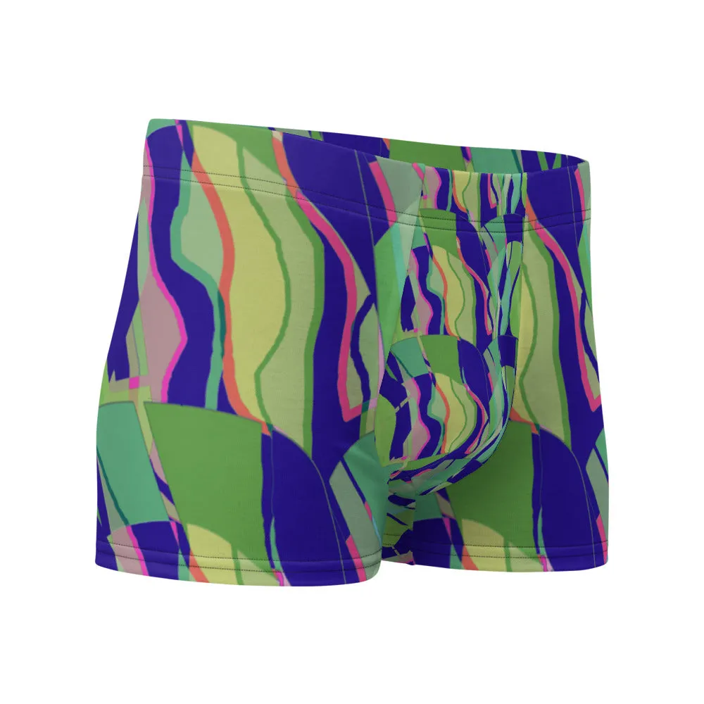 Mens Boxer Briefs | Navy Green Pattern | Retro Distorted Victorian Style