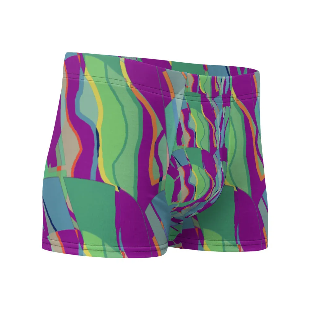 Mens Boxer Briefs | Purple Pattern | Retro Distorted Victorian Style