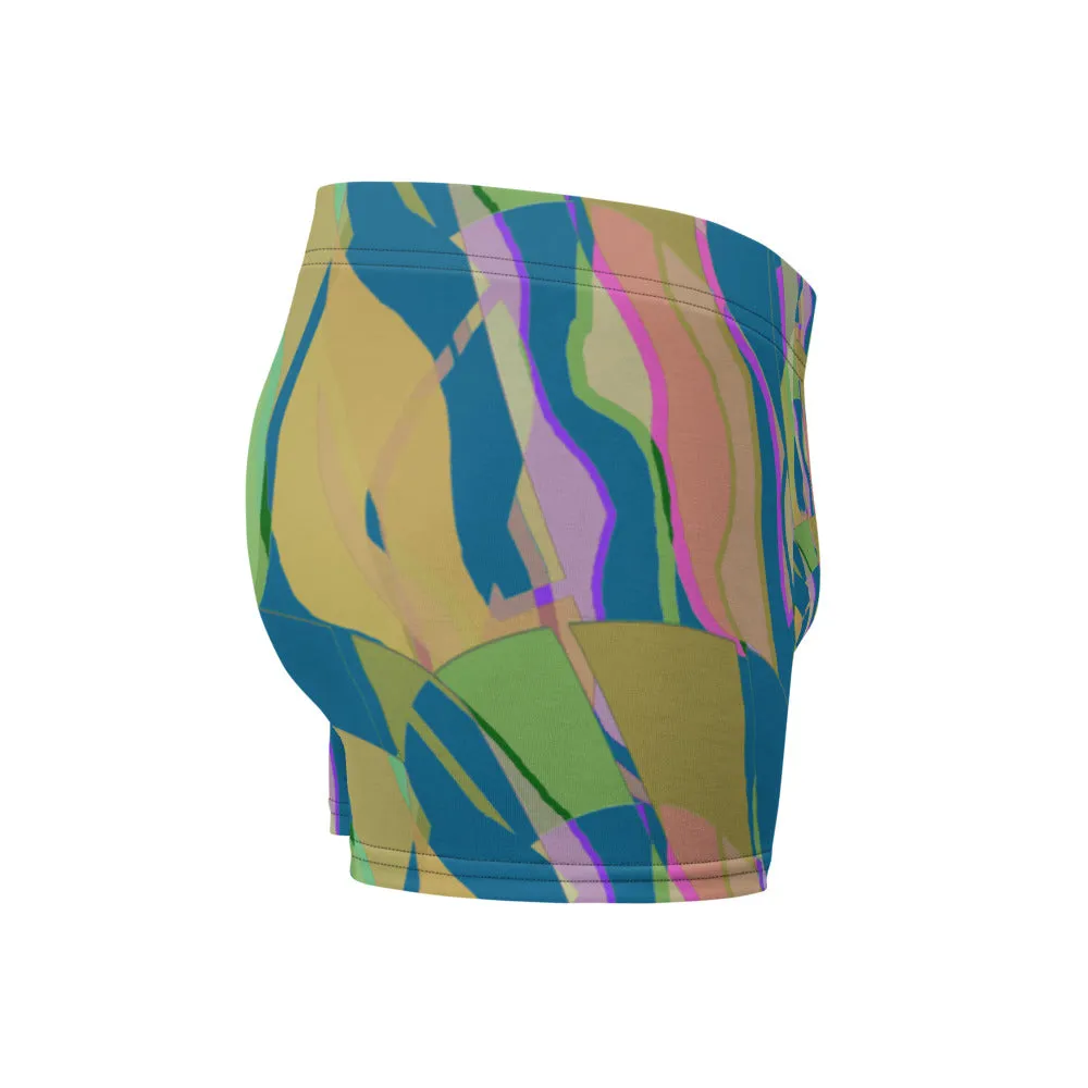 Mens Boxer Briefs | Teal Pattern | Retro Distorted Victorian Style