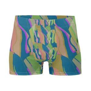 Mens Boxer Briefs | Teal Pattern | Retro Distorted Victorian Style