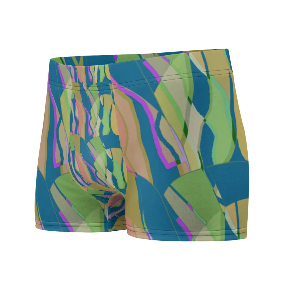 Mens Boxer Briefs | Teal Pattern | Retro Distorted Victorian Style
