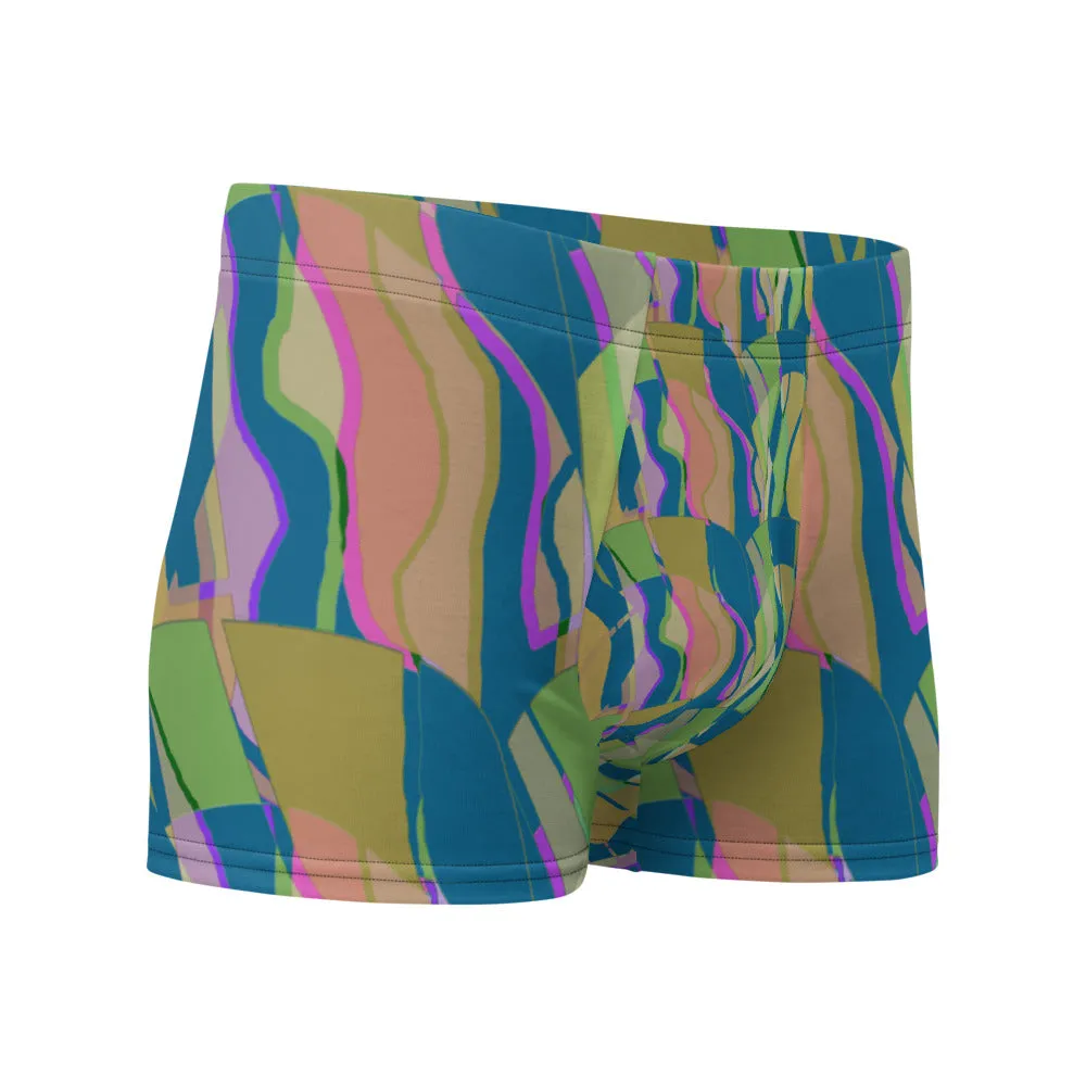 Mens Boxer Briefs | Teal Pattern | Retro Distorted Victorian Style