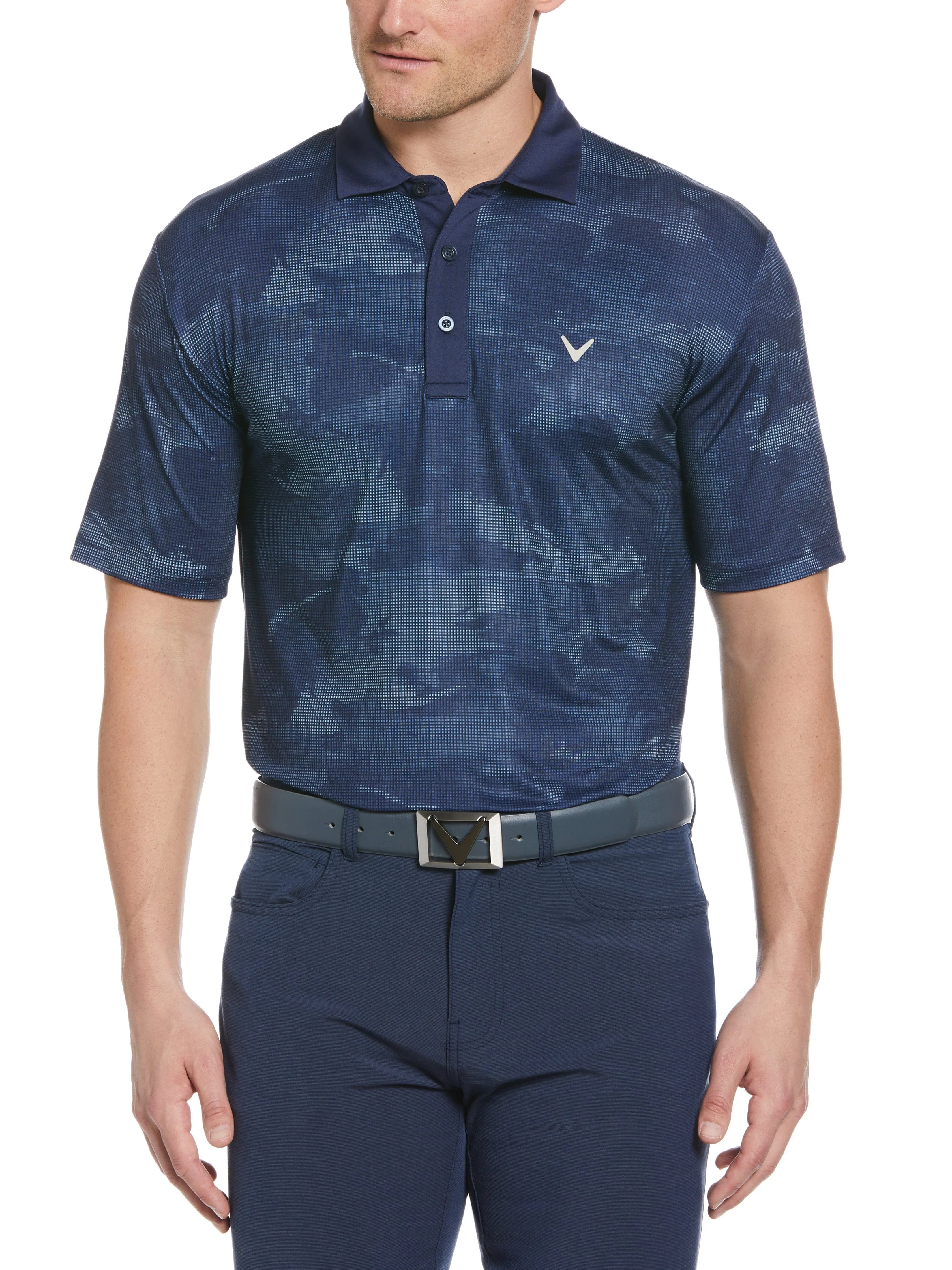 Mens Digital Camo Print Golf Polo