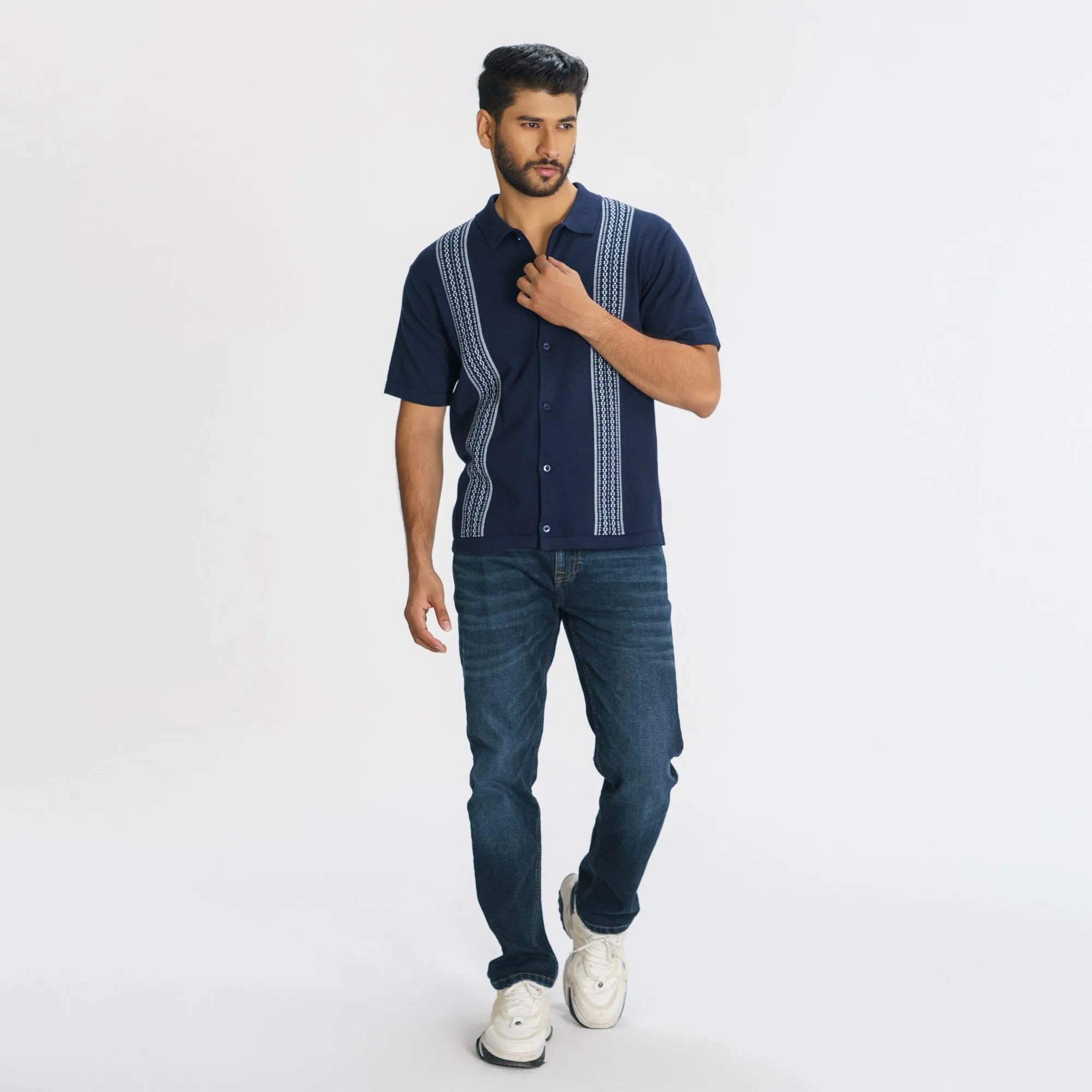 Mens Navy Sweater Shirt