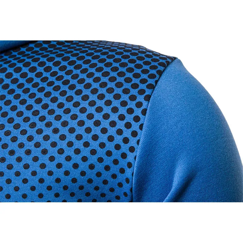 Men's Polka Dot Print Zip-Up Hoodie - Stylish and Functional Sweatshirt with Graphic Zipper Pocket
