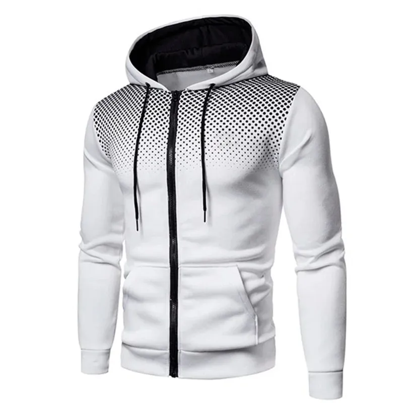 Men's Polka Dot Print Zip-Up Hoodie - Stylish and Functional Sweatshirt with Graphic Zipper Pocket
