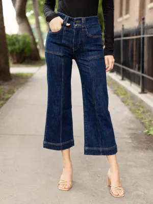MICA French Navy Super High Rise Wide Leg Crop