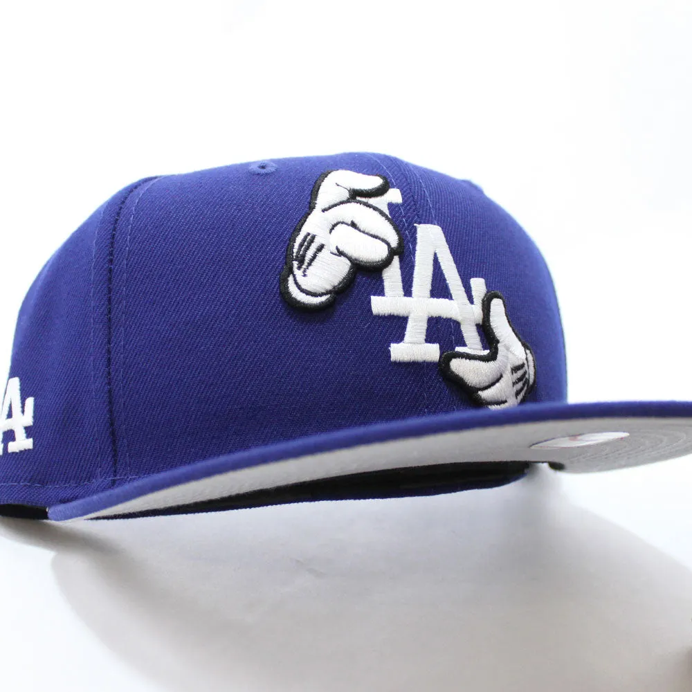MICKEY MOUSE x Los Angeles Dodgers LA Logo Patch New Era 59Fifty Fitted Hat (Blue Gray Under Brim)