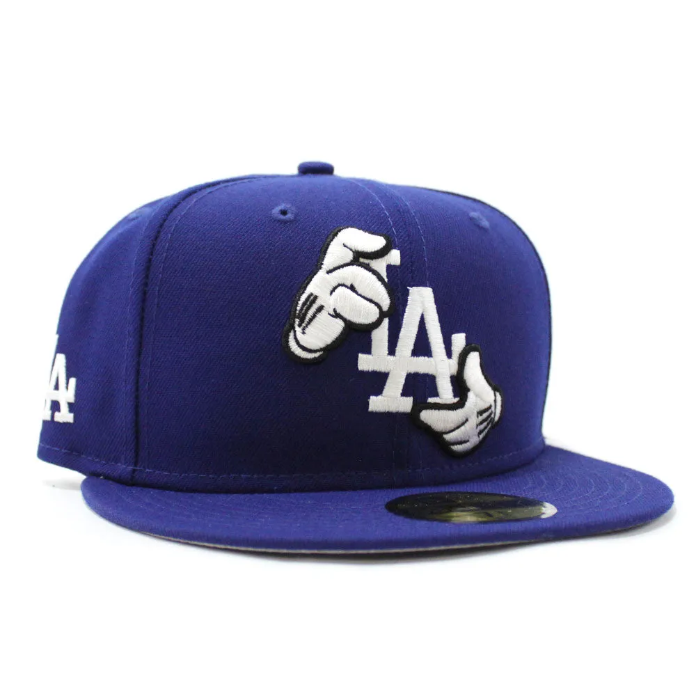 MICKEY MOUSE x Los Angeles Dodgers LA Logo Patch New Era 59Fifty Fitted Hat (Blue Gray Under Brim)