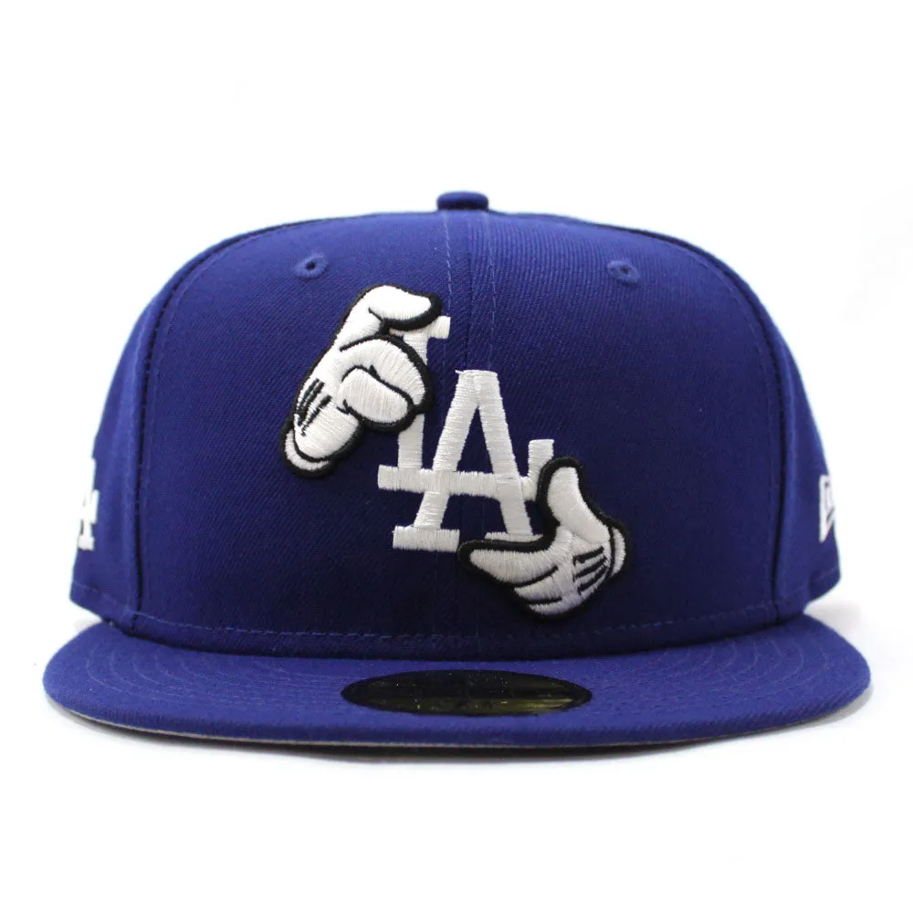 MICKEY MOUSE x Los Angeles Dodgers LA Logo Patch New Era 59Fifty Fitted Hat (Blue Gray Under Brim)