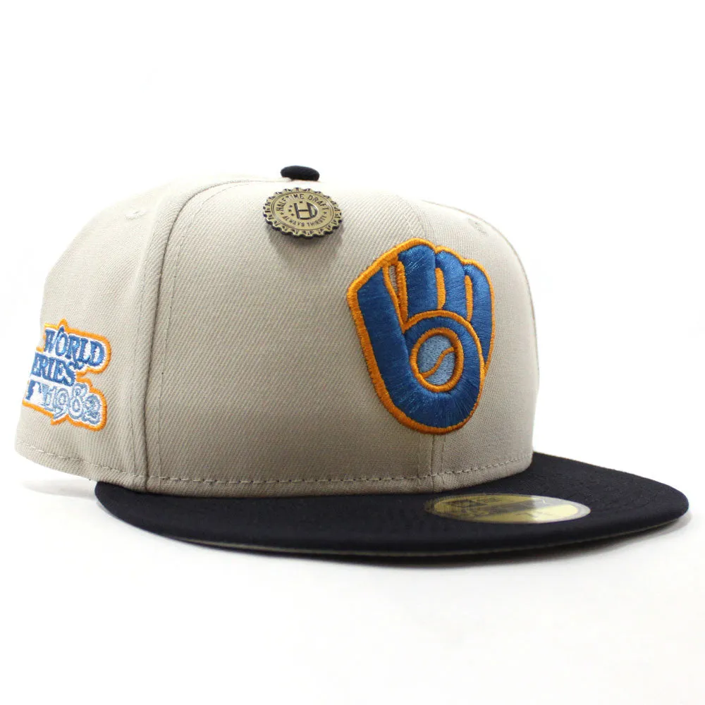 Milwaukee Brewers 1982 World Series New Era 59Fifty Fitted Hat (Halftime Cheer Pack Stone Navy 3M Under Brim)