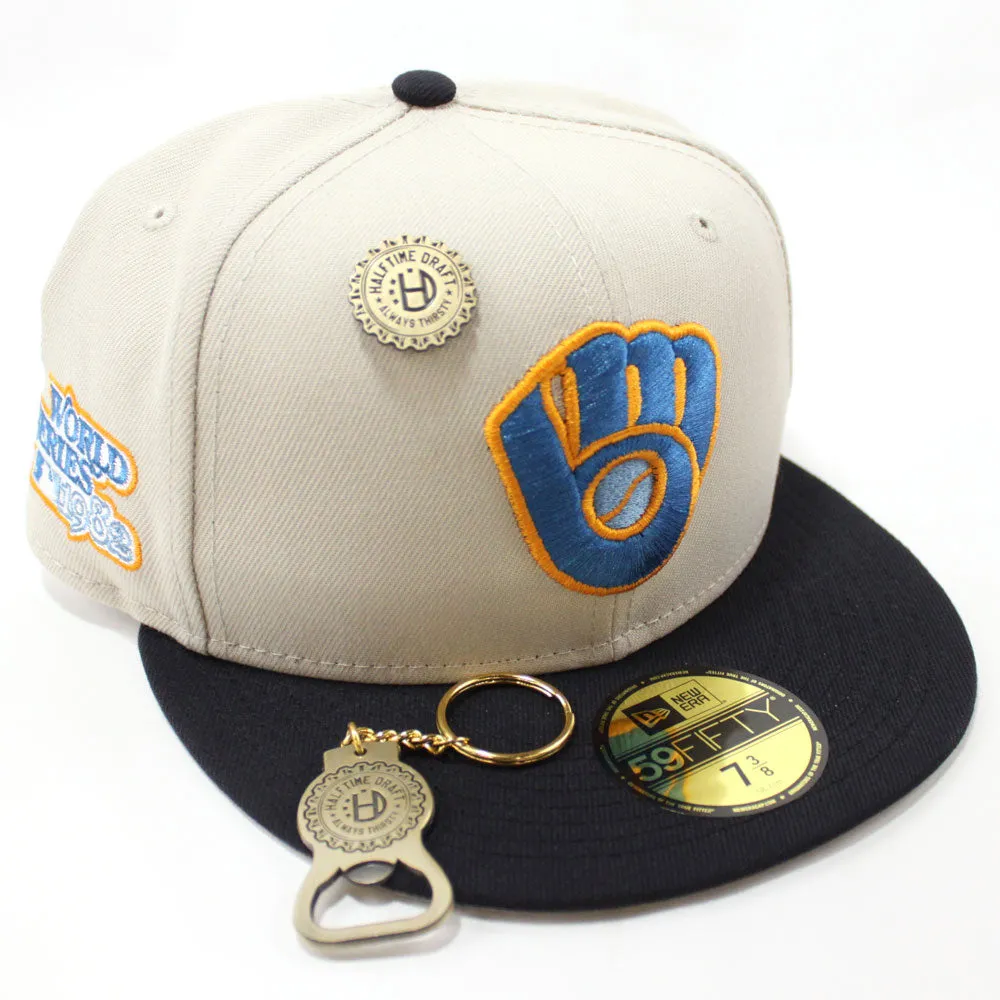 Milwaukee Brewers 1982 World Series New Era 59Fifty Fitted Hat (Halftime Cheer Pack Stone Navy 3M Under Brim)