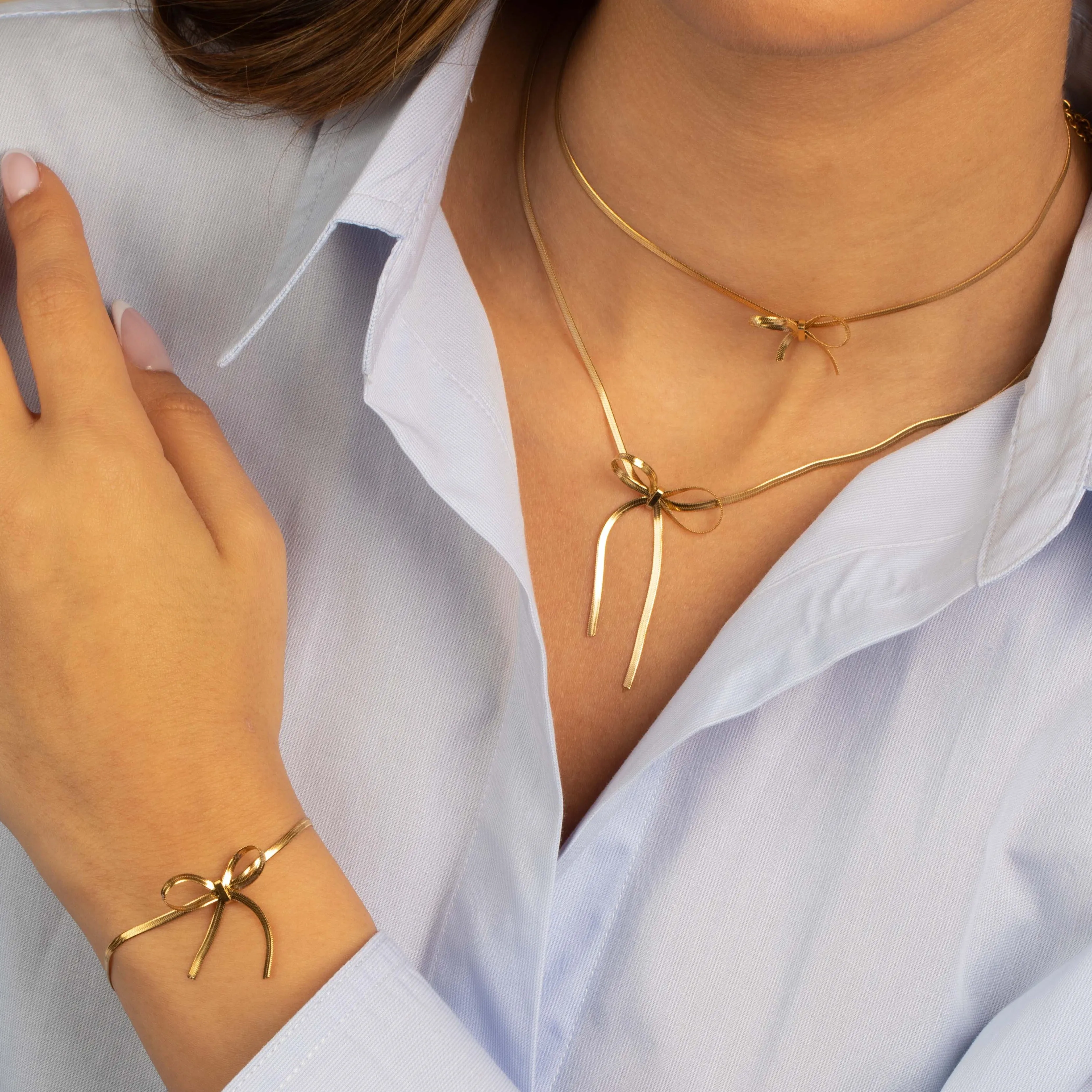 Mini Bow Herringbone Bracelet
