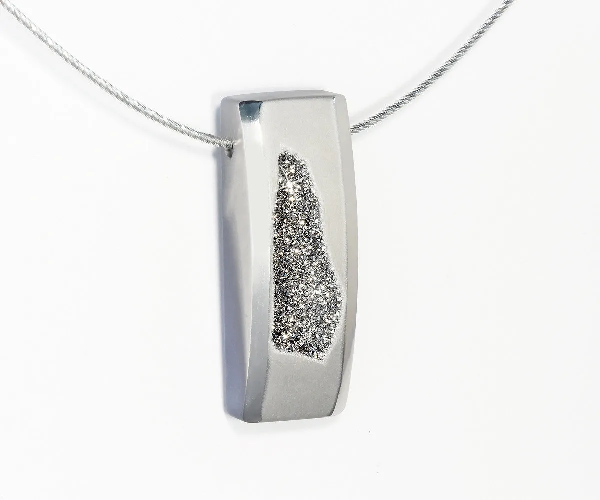 Modern Platinum Druzy Necklace