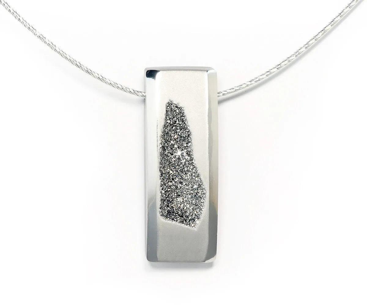 Modern Platinum Druzy Necklace
