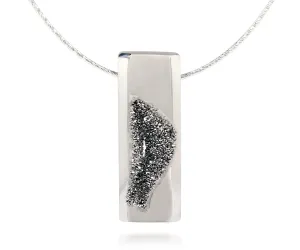 Modern Platinum Druzy Necklace