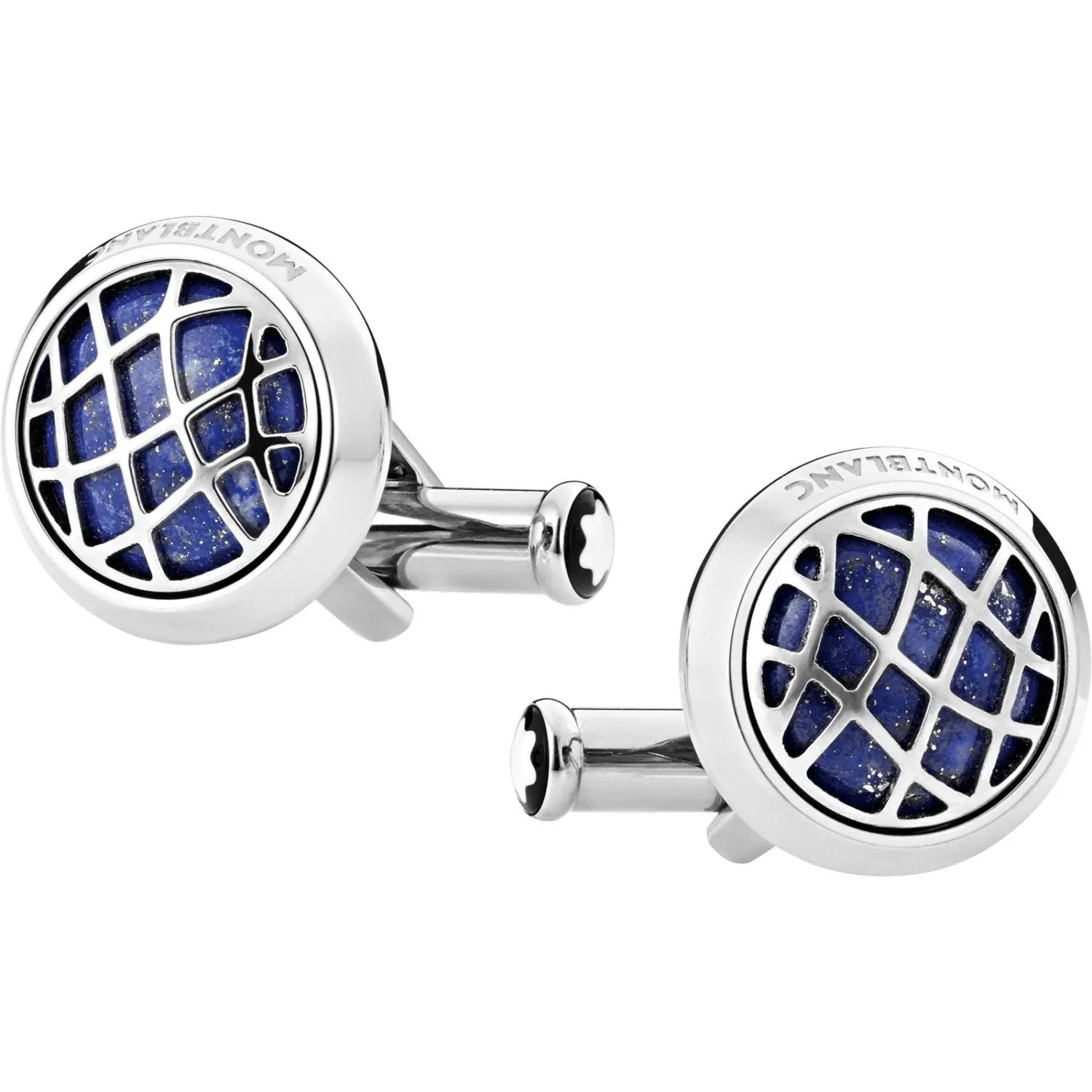 Montblanc round twins of precious steel with lapislazzuli insert 123801